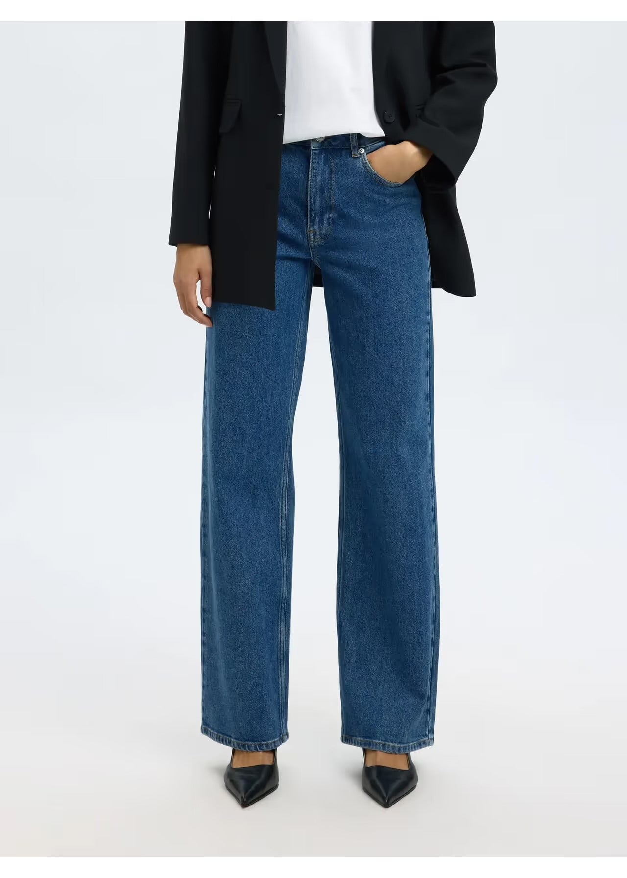 Wide Bea-Kori HW Jeans, Medium Blue
