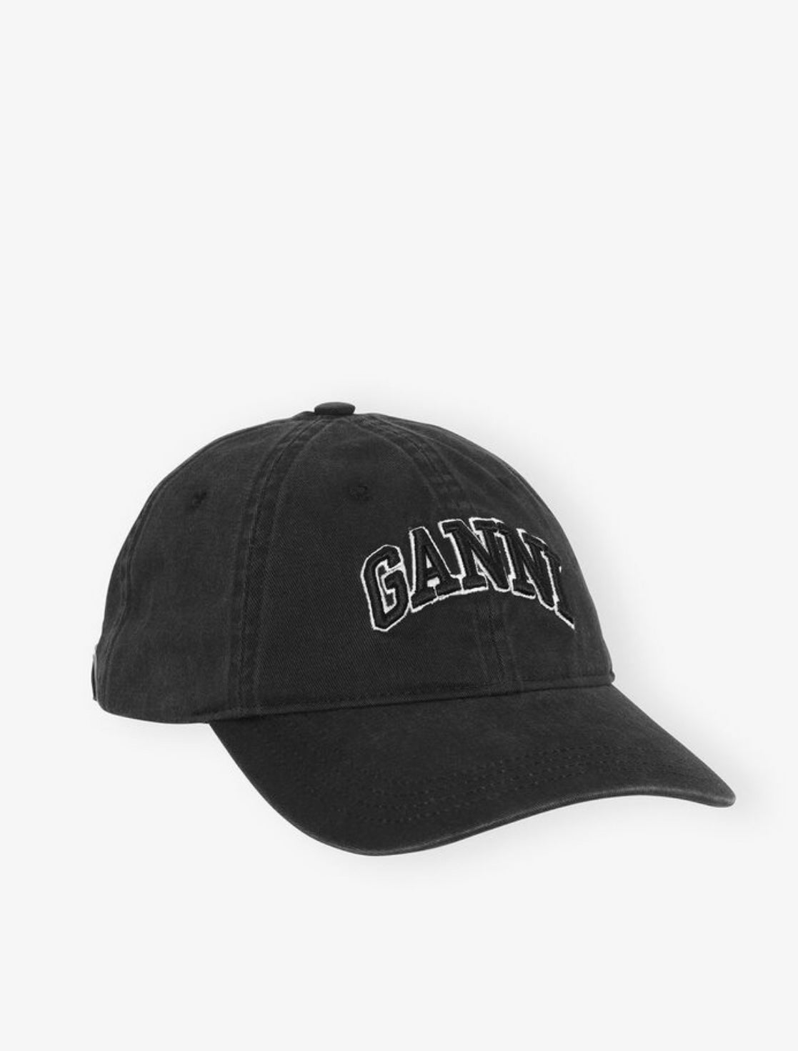 Washed Cotton Canvas Cap, Emb Black