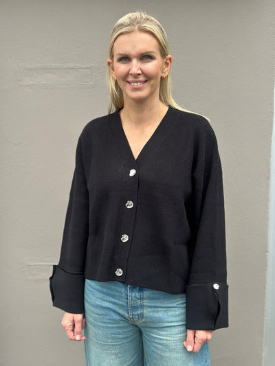 Atari Rib Cardigan , Black