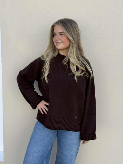 W Wool Crew, Dk. Brown