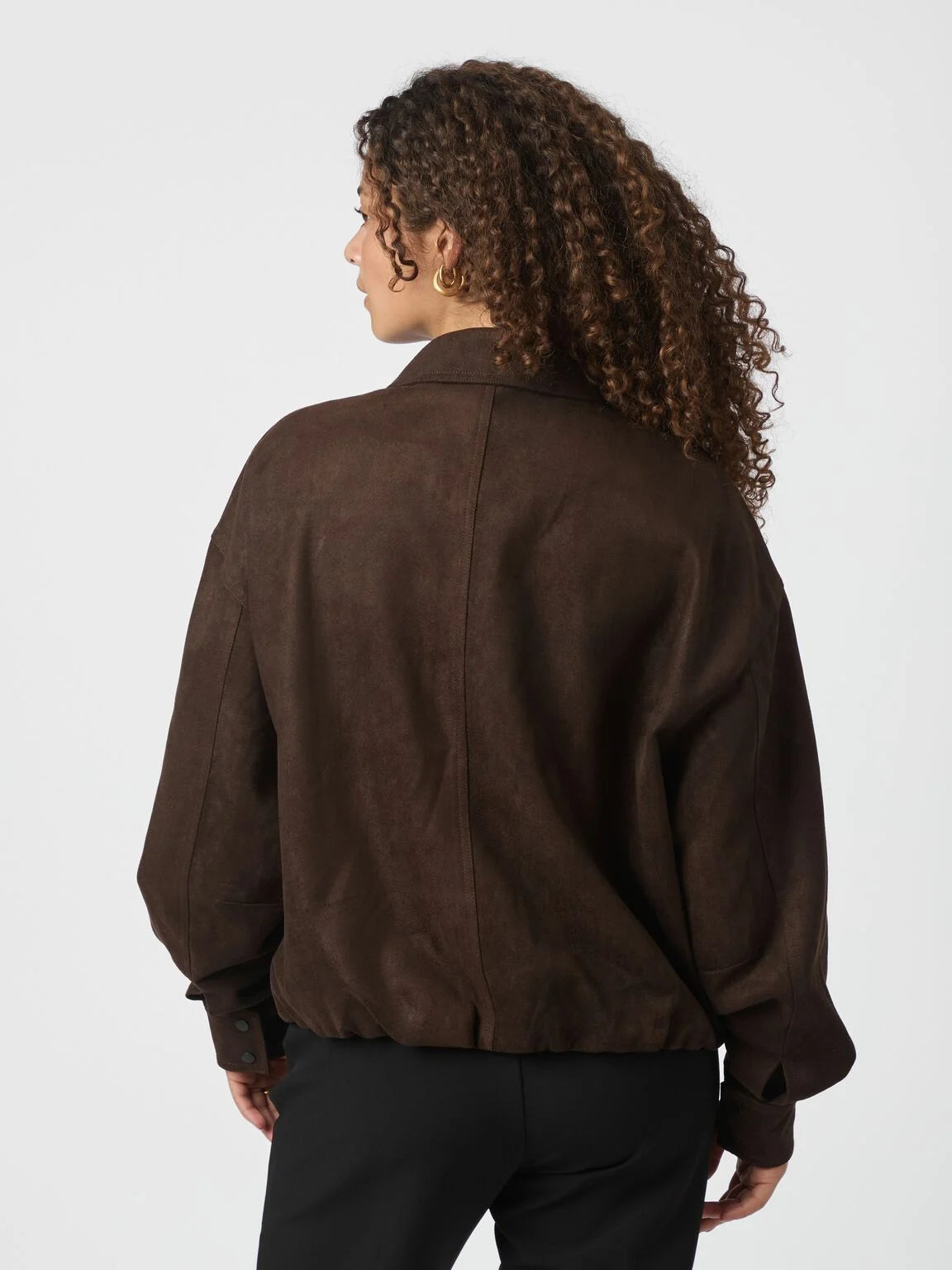 Rubby Faux Suede Jacket, Dark Brown