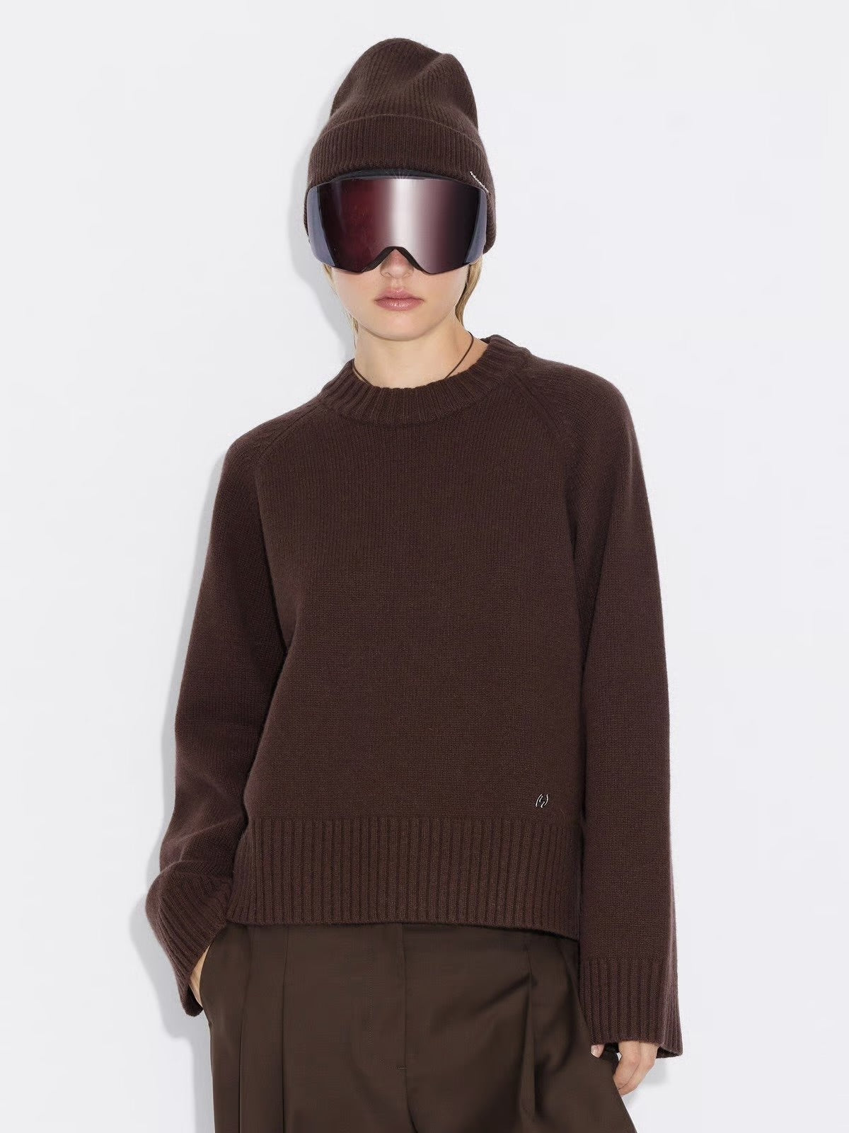 W Wool Crew, Dk. Brown