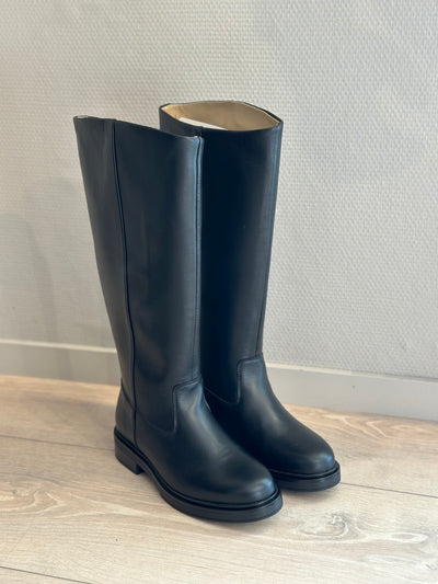 Anna Leather High Shafted Boot, Black