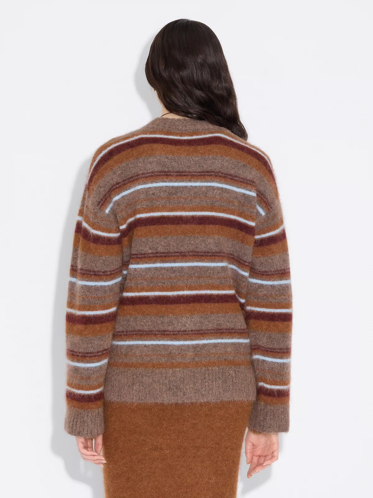 Fluffy Stripe Crew, Brown Stripe