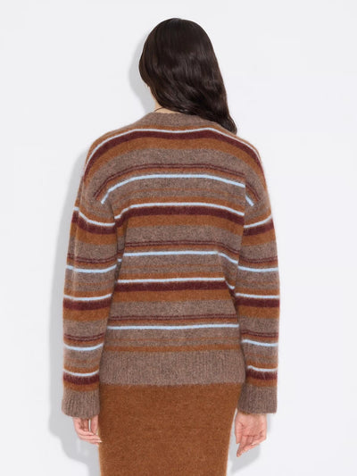 Fluffy Stripe Crew, Brown Stripe