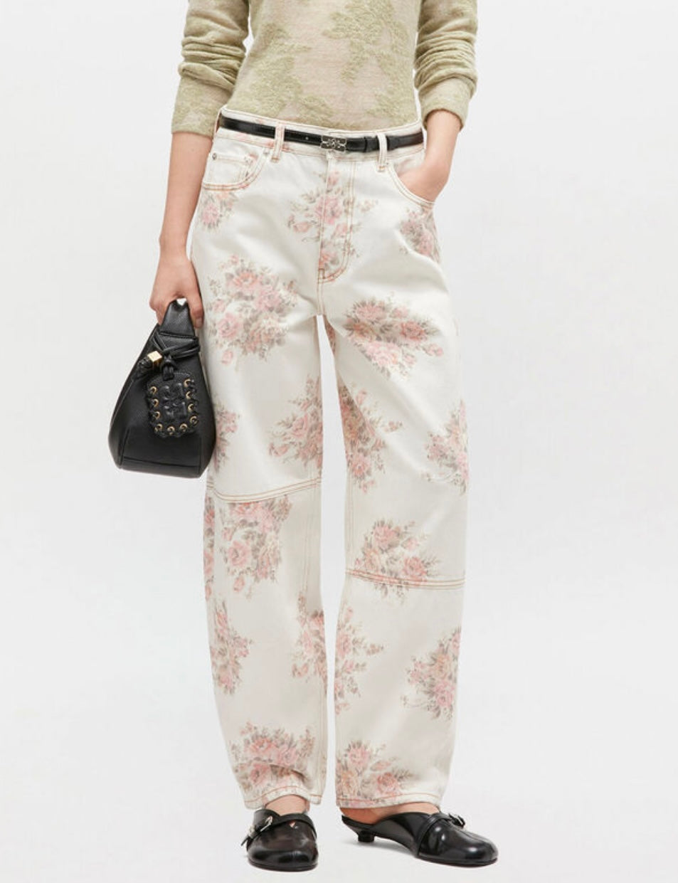 Print Denim Stary, Egret
