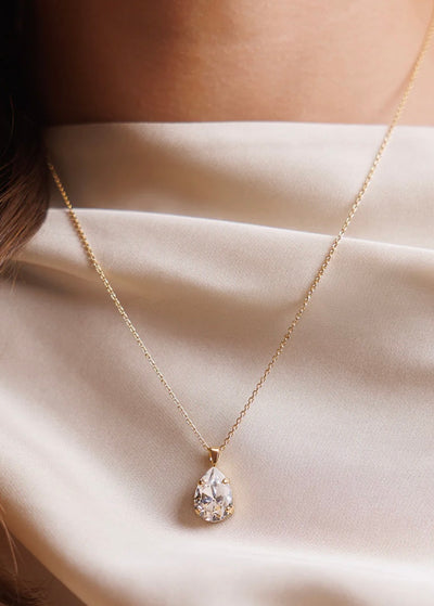 Mini Drop Necklace Gold Crystal