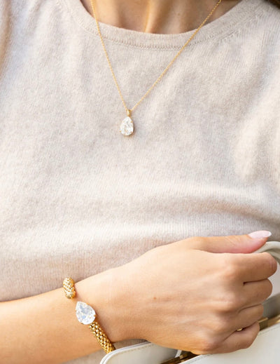 Mini Drop Necklace Gold Crystal
