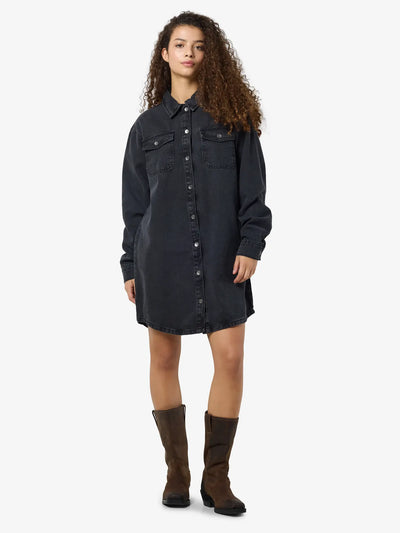 Alva LS Denim Dress, Black Denim