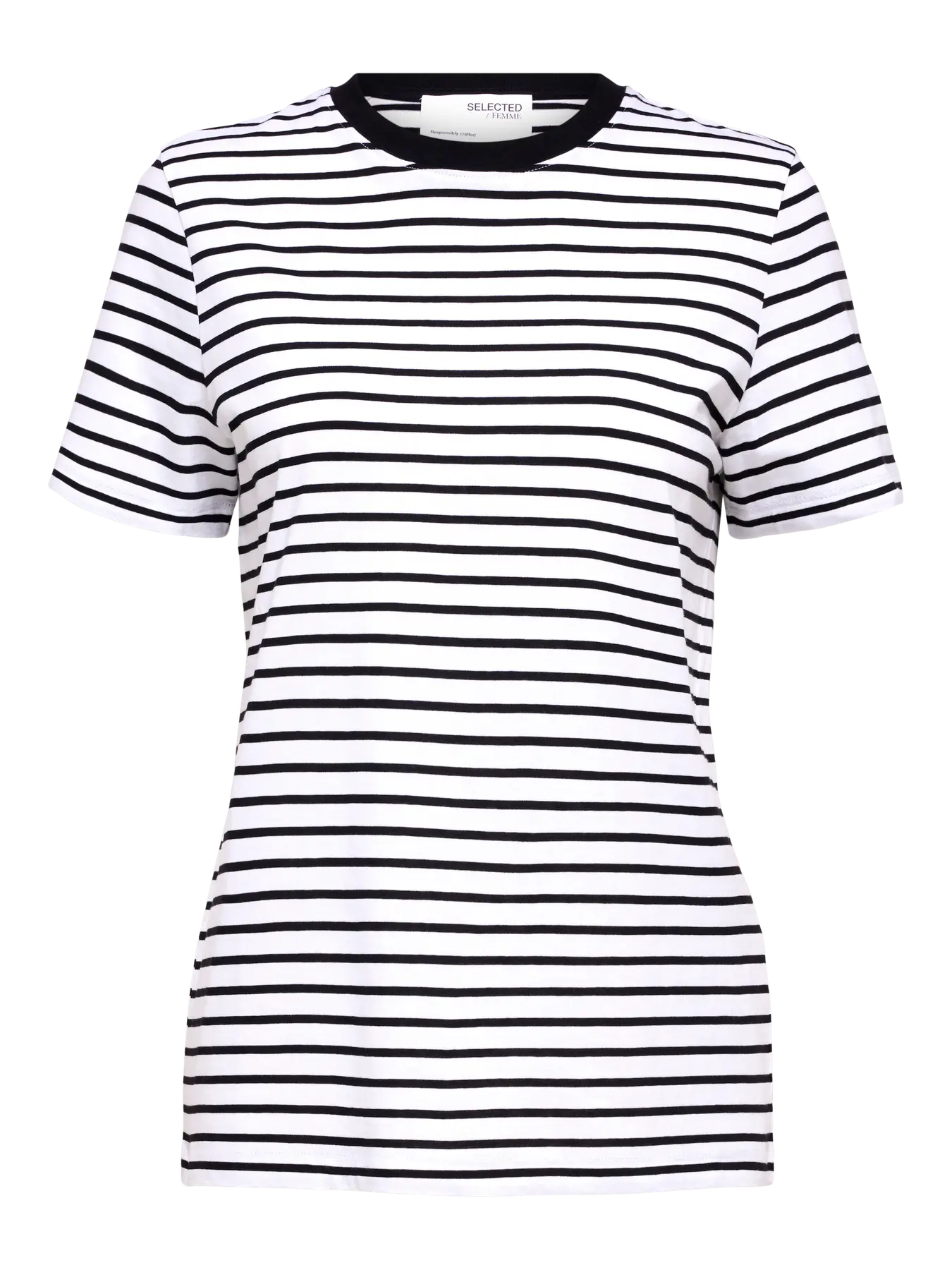 MyEssential SS Stripe O-neck Tee, Black/Bright White