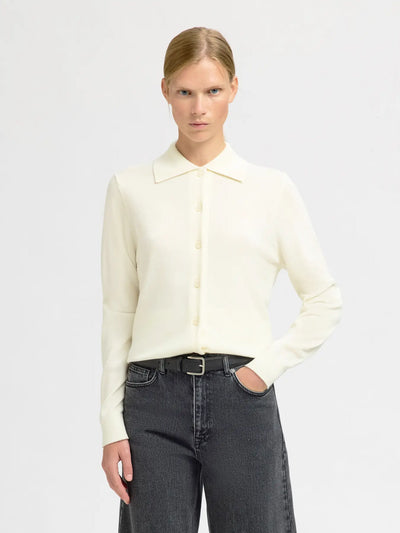 Thea LS Knit Button Collar Neck, Erget