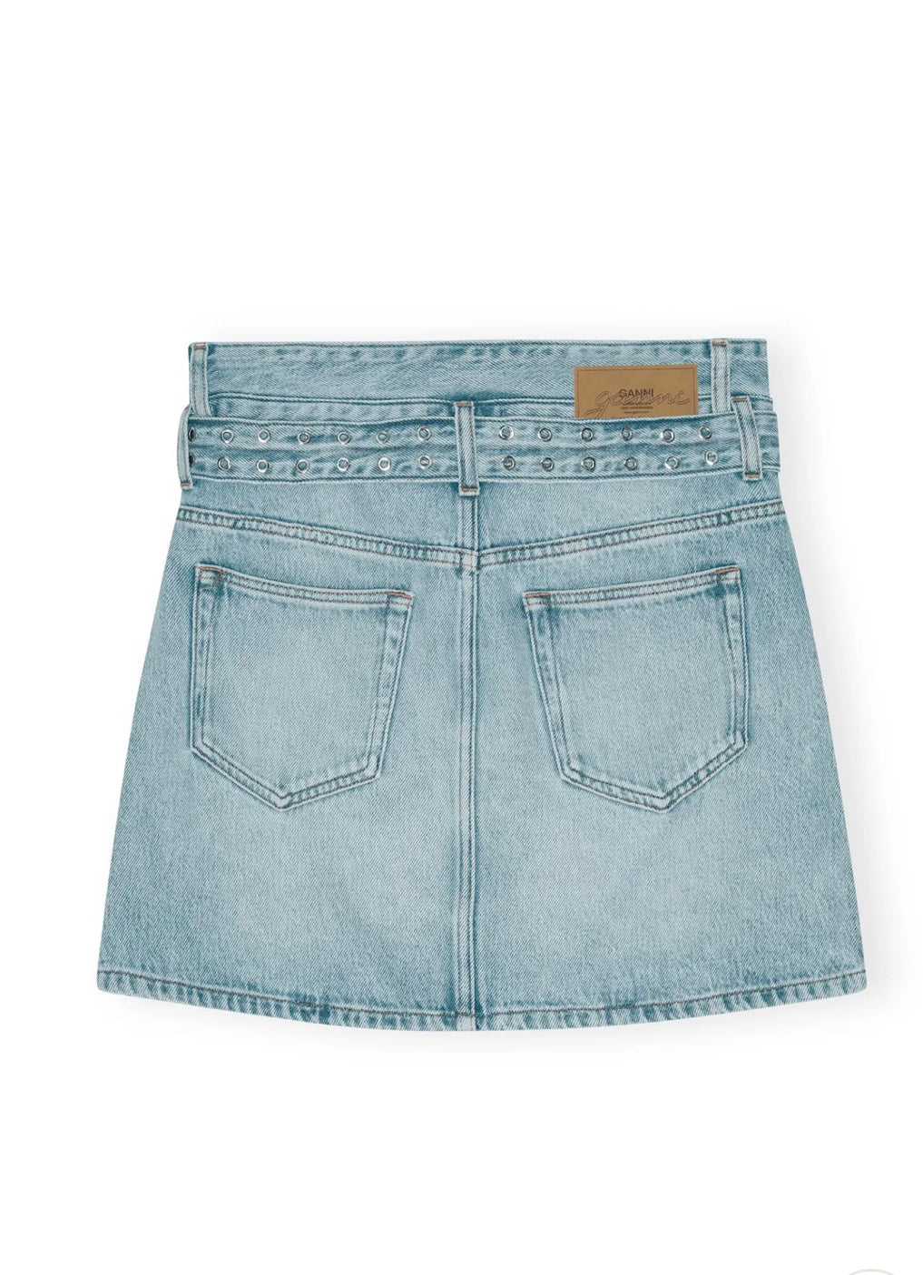 Soft Rigid Denim Mini Skirt, Light Blue Stone