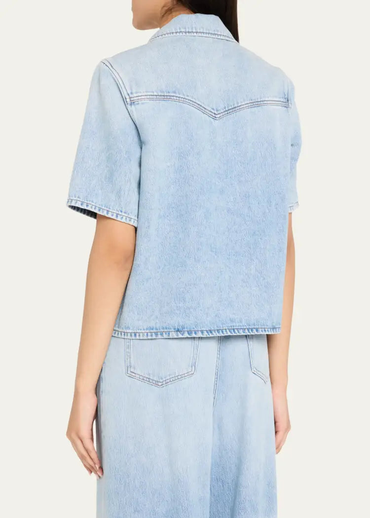 Soft Regid Denim Shirt, Light Blue Stone