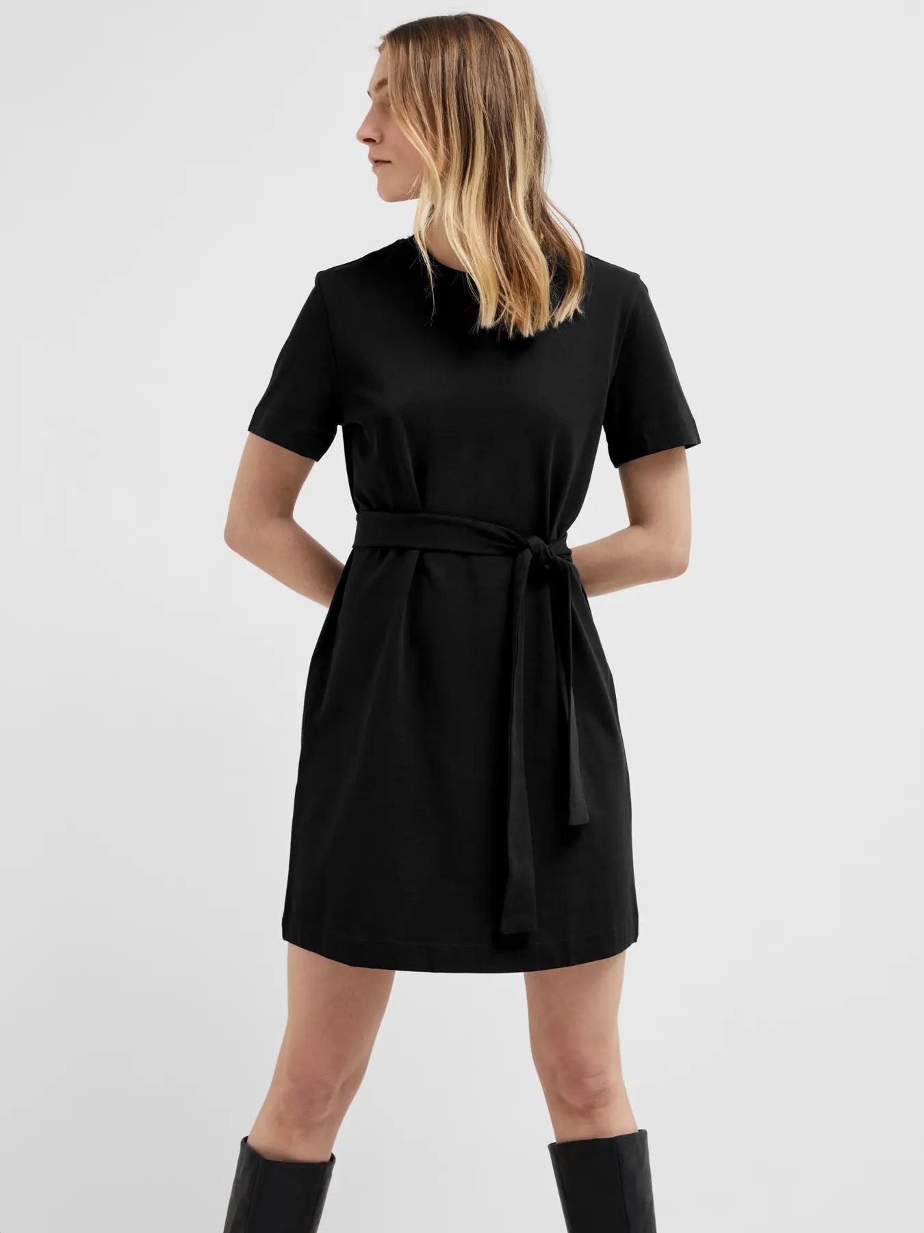 Essential SS Short Tee Dress, Black