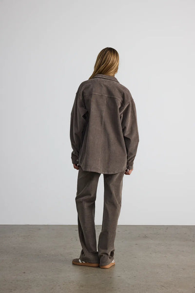 Alva LS Shacket Colored Corduroy , Morel