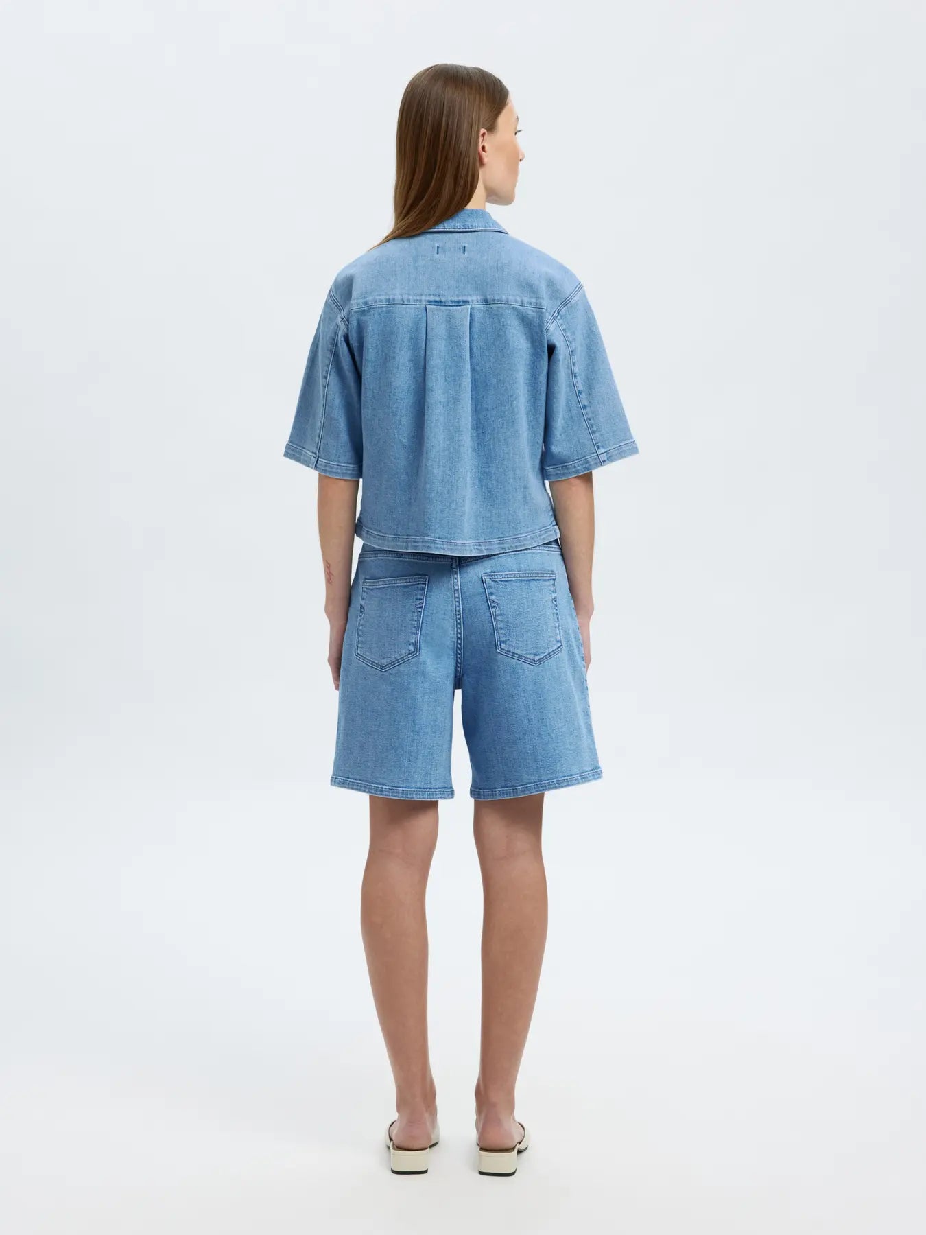 Anya 2/4 Short Denim Jacket, Light Blue Denim