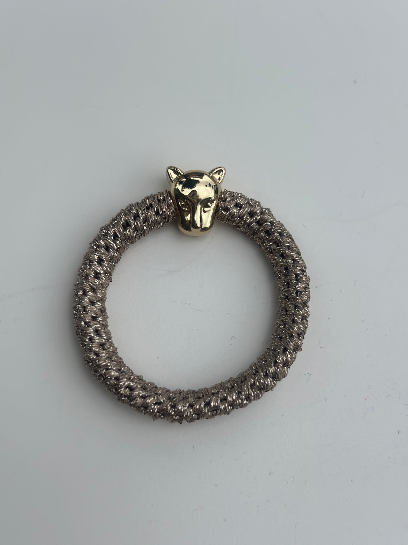 Fat Hair Tie w/Gold, Sparkled Darlk Sand w/Panter