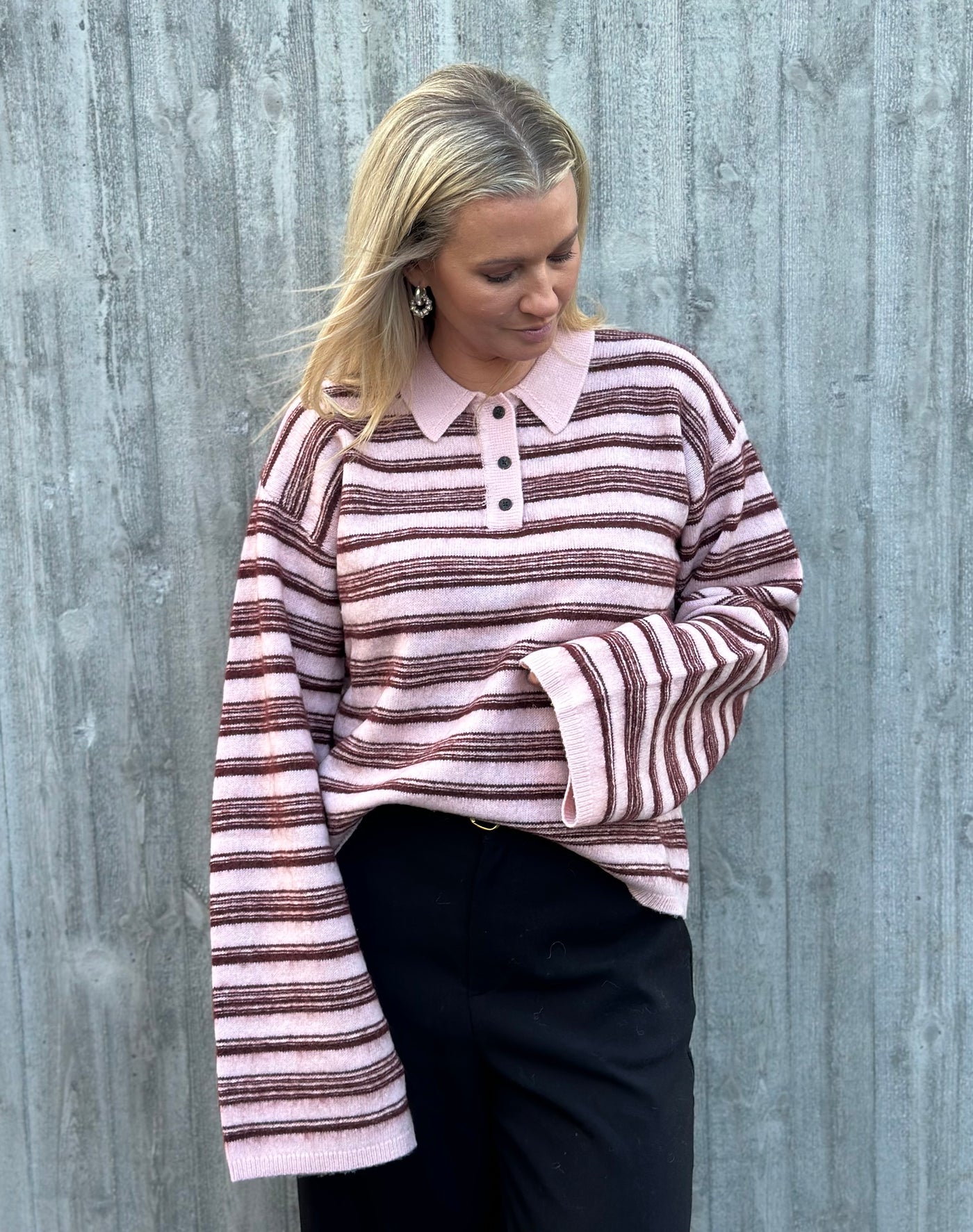 Olivia Wool Polo , Light Pink Mix