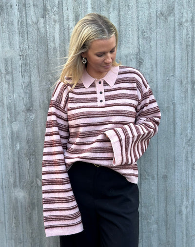 Olivia Wool Polo , Light Pink Mix