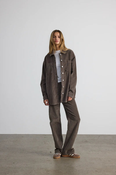 Alva LS Shacket Colored Corduroy , Morel