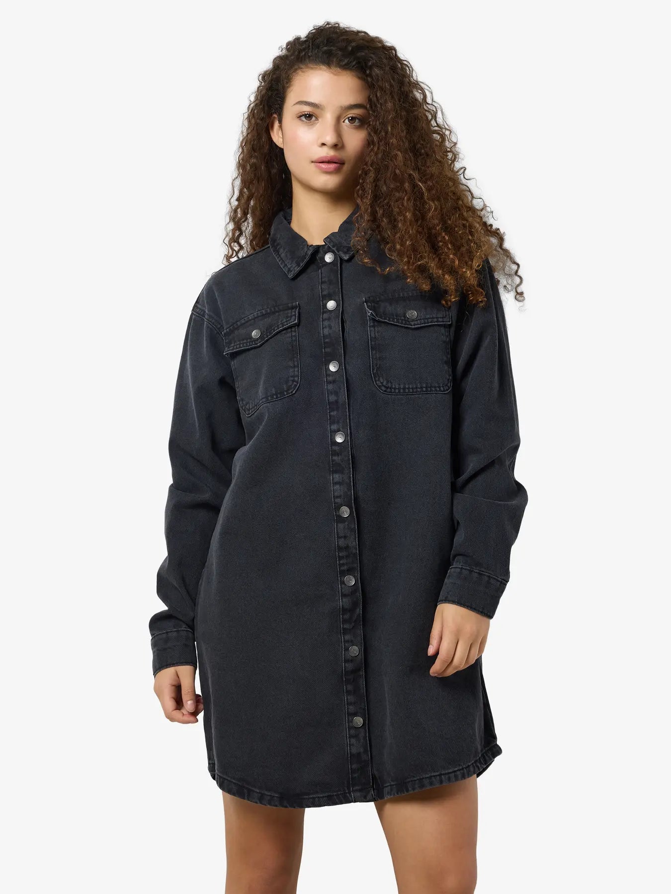 Alva LS Denim Dress, Black Denim