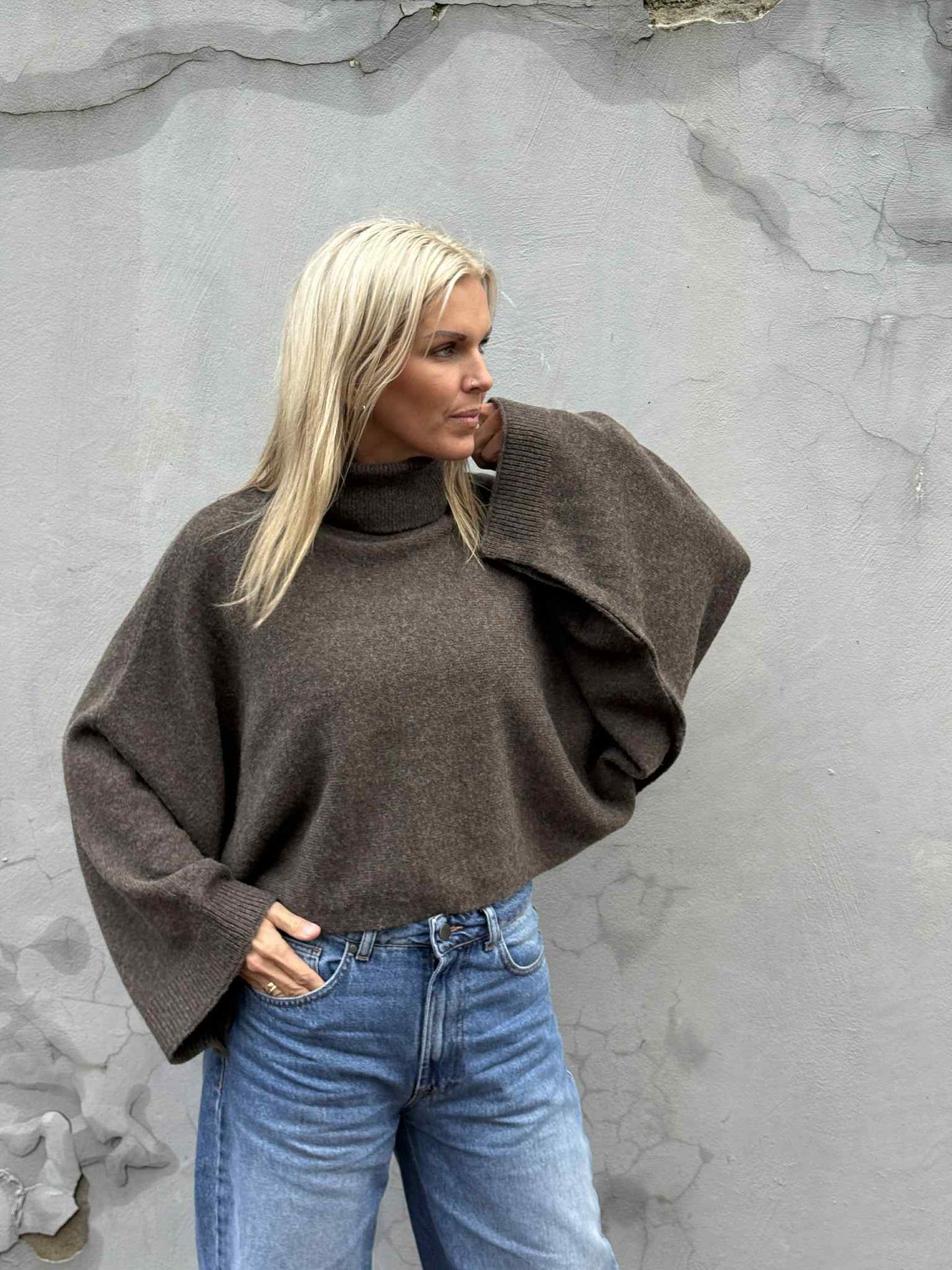 Felina Knit Cape Roll Neck, Delicioso melange
