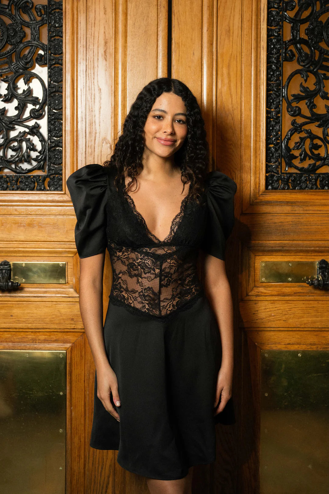 Francis Lace Mini Dress, Black