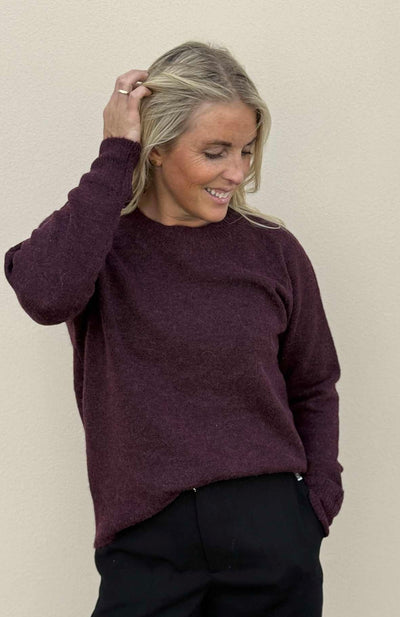 Lulu LS Knit O-neck, Fig/Melange
