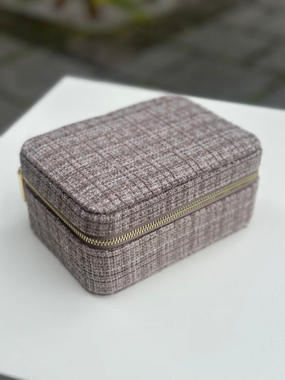 Tweed Jewellery Box, Warm Taupe
