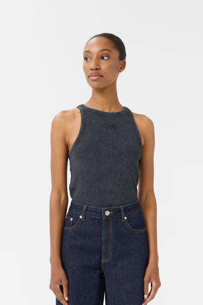 Drew Washed Logo Tank, Grey Washed