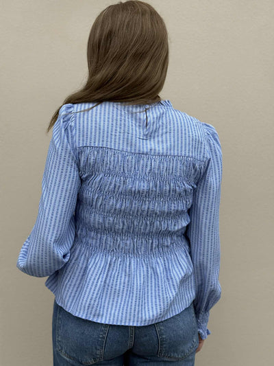 Possa Twist Stripe Blouse, Light Blue