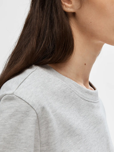 Essential SS Boxy Tee, Light Grey Melange