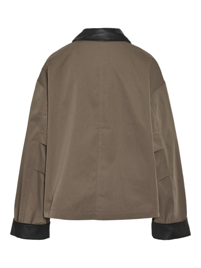 Nora PU Collar Jacket , Morel/Black