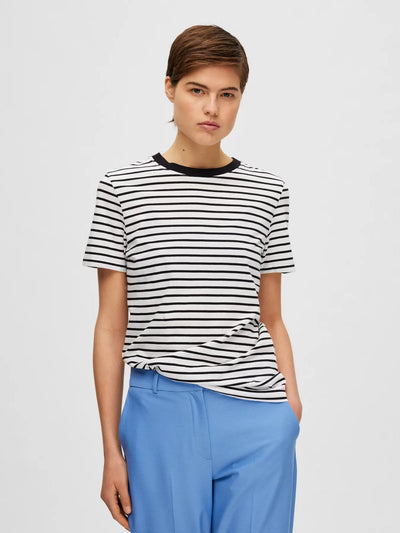 MyEssential SS Stripe O-neck Tee, Black/Bright White