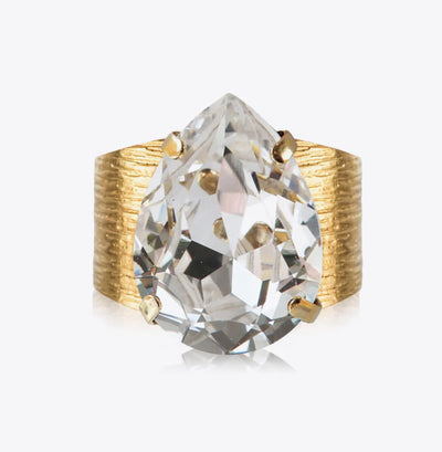 Classic Drop Ring Gold Crystal