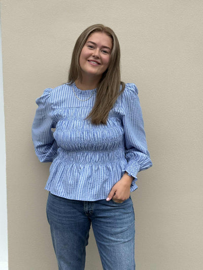 Possa Twist Stripe Blouse, Light Blue