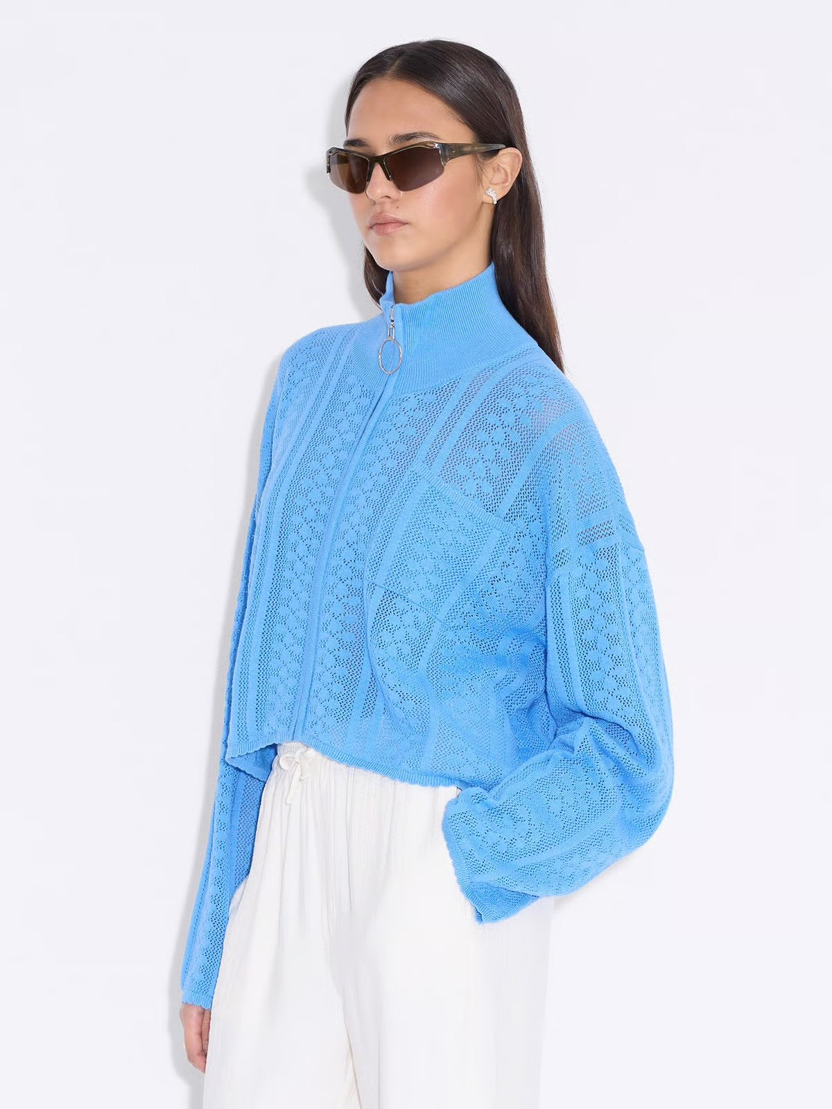 Tine Crochet Cardigan, Blue