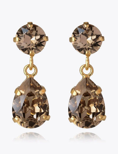 Mini Drop Earrings Gold Greige