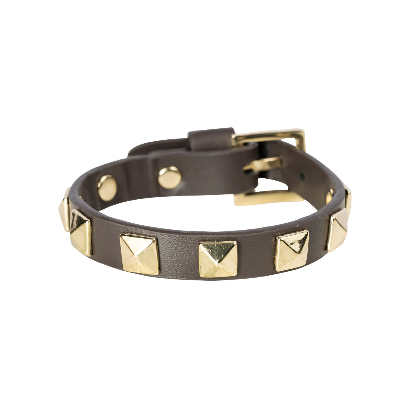Leather Stud Bracelet, Chocolate Brown