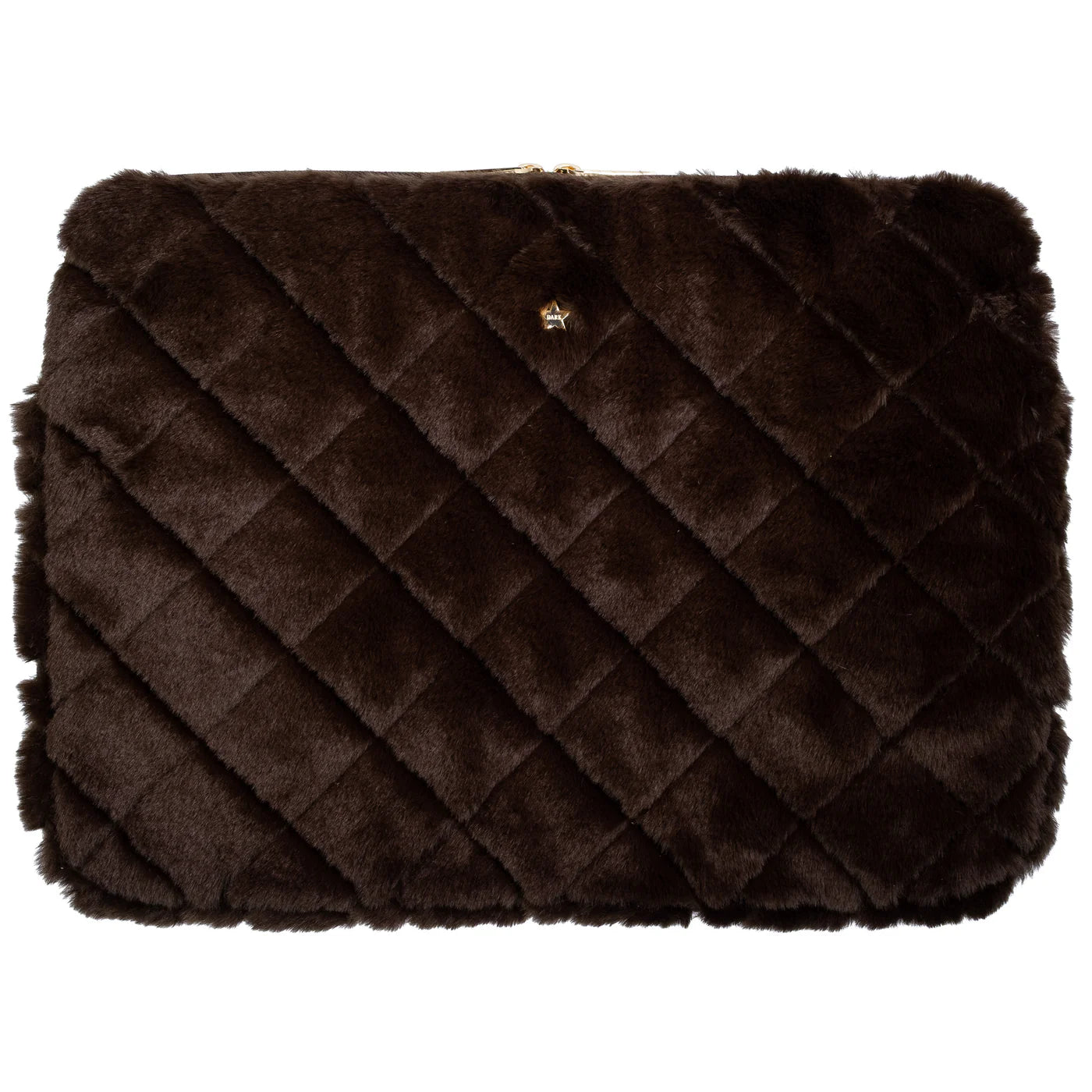 Faux Fur Quilted Mac Cover, Chocolate Brown